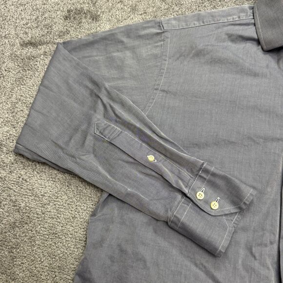 Brooks Brothers Vintage 90s Dress Shirt Mens 16.5 34 Blue Twill Egyptian Cotton - Picture 4 of 14